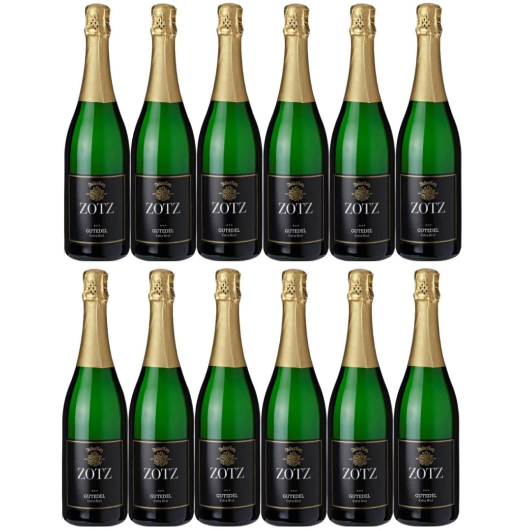 Julius Zotz Gutedel Extra Brut Winzersekt Schaumwein Wein Baden Markgräflerland trocken vegan Deutschland I FeinWert-Paket (12 Flaschen) - Versanel -