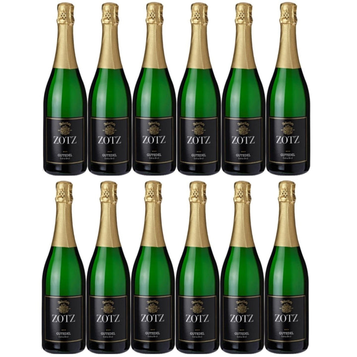 Julius Zotz Gutedel Extra Brut Winzersekt Schaumwein Wein Baden Markgräflerland trocken vegan Deutschland I FeinWert-Paket (12 Flaschen) - Versanel -