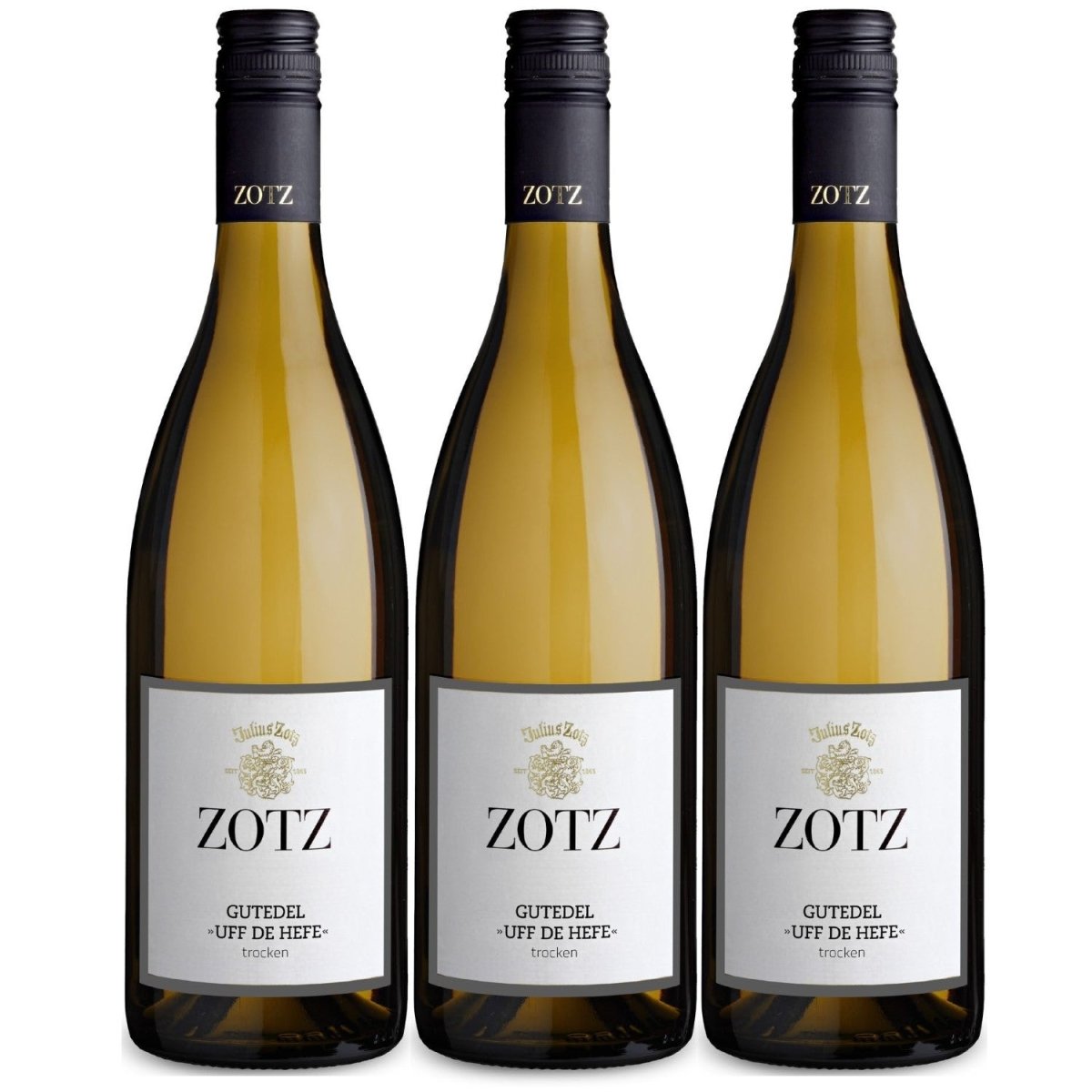 Julius Zotz Gutedel "Uff de Hefe" Gutswein Weißwein Wein Baden Markgräflerland trocken vegan Deutschland I FeinWert-Paket (3 Flaschen) - Versanel -