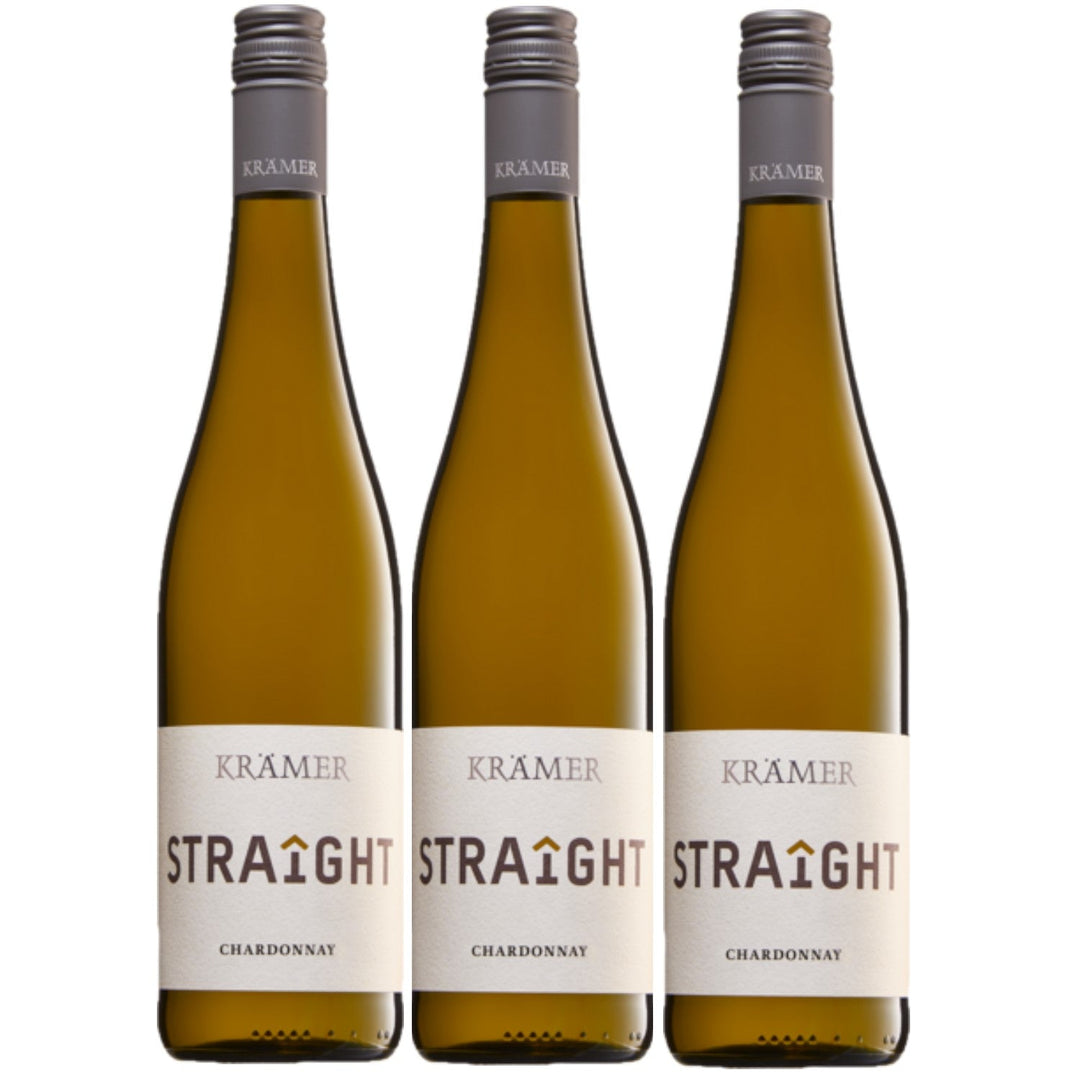 Krämer Straight Chardonnay Weißwein deutscher Wein trocken QbA (3 x 0.75l) - Versanel -