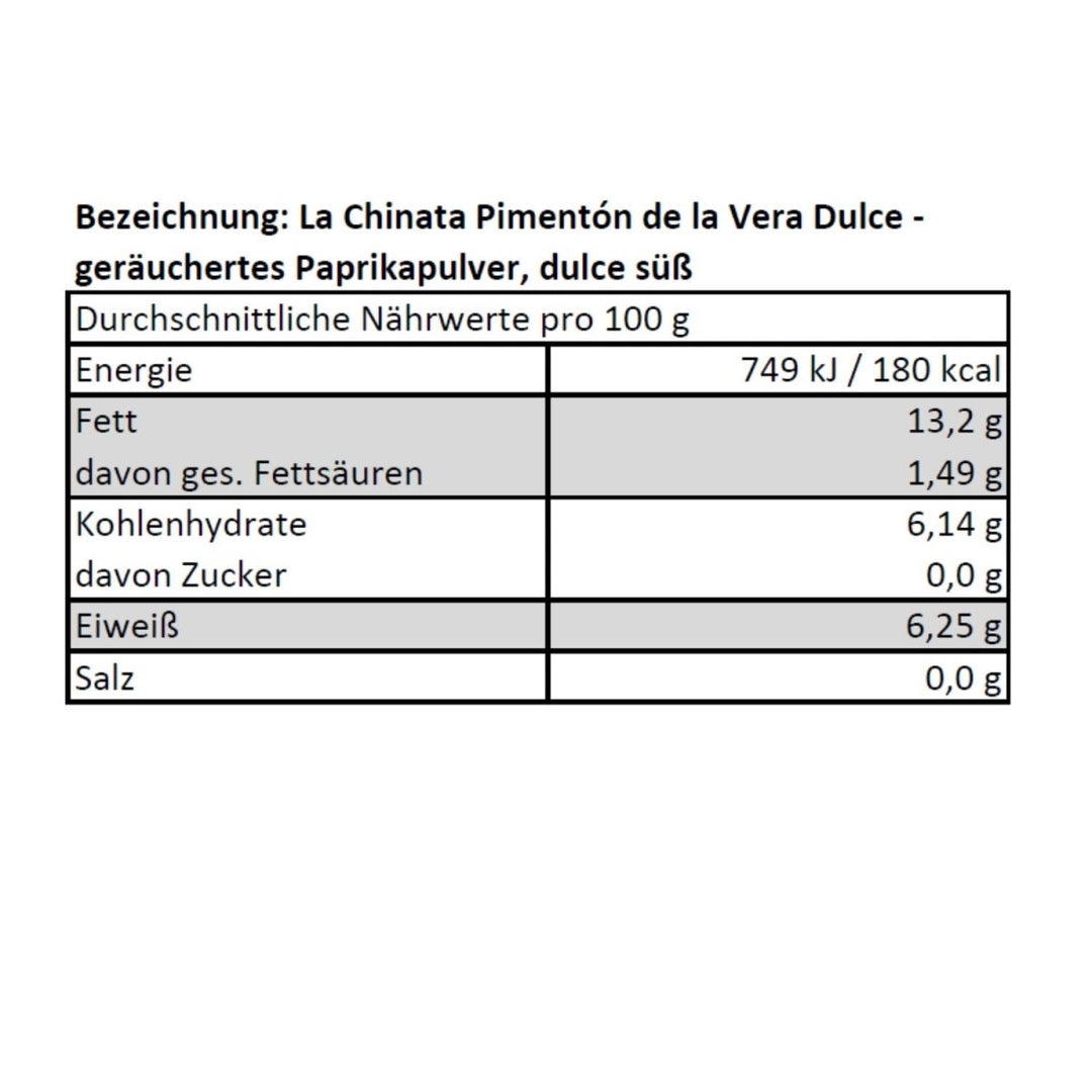 La Chinata Pimentón de la Vera Dulce - geräuchertes Paprikapulver, dulce süß, 2er Pack (2 x 160 g) Extremadura Spanien - Versanel -