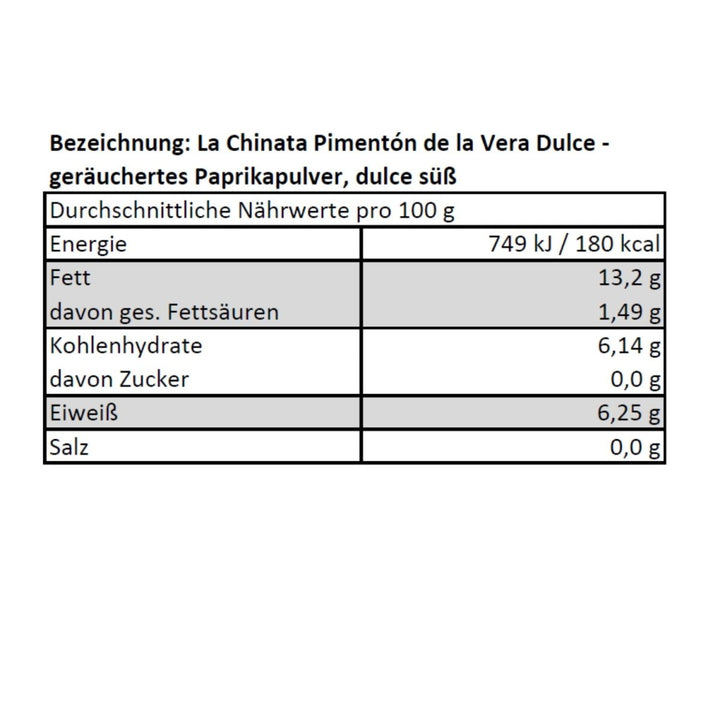 La Chinata Pimentón de la Vera Dulce - geräuchertes Paprikapulver, dulce süß, 2er Pack (2 x 160 g) Extremadura Spanien - Versanel -