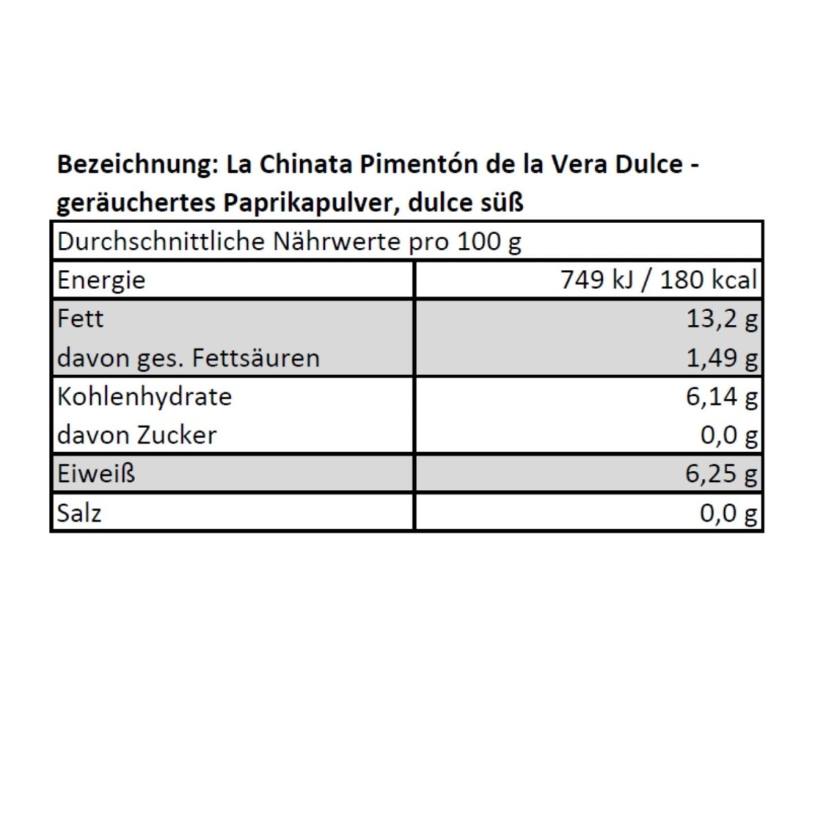 La Chinata Pimentón de la Vera Dulce - geräuchertes Paprikapulver, dulce süß, 6er Pack (6 x 160 g) Extremadura Spanien - Versanel -