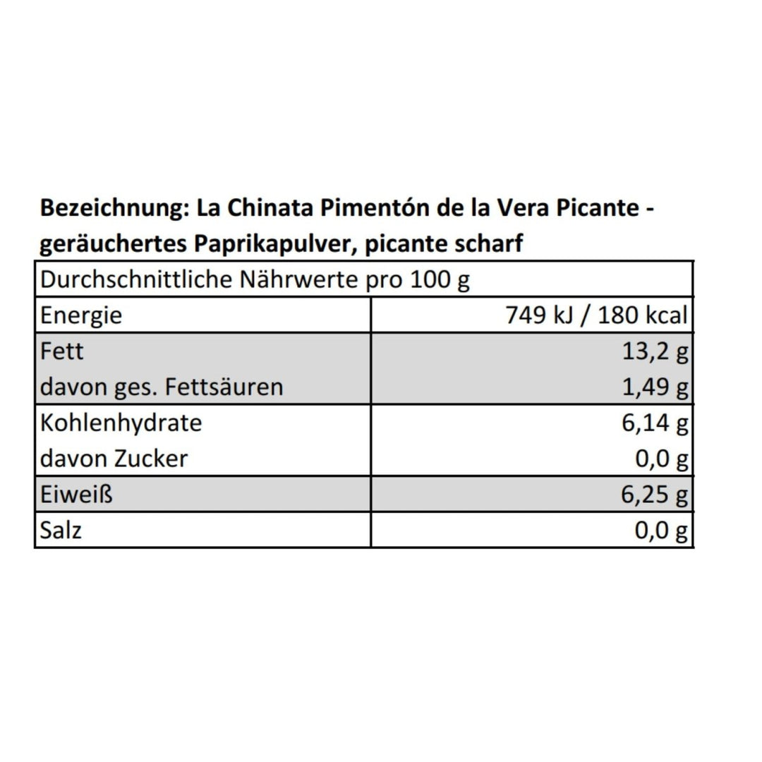La Chinata Pimentón de la Vera Picante - geräuchertes Paprikapulver, picante scharf, 1er Pack (1 x 160 g) Extremadura Spanien - Versanel -