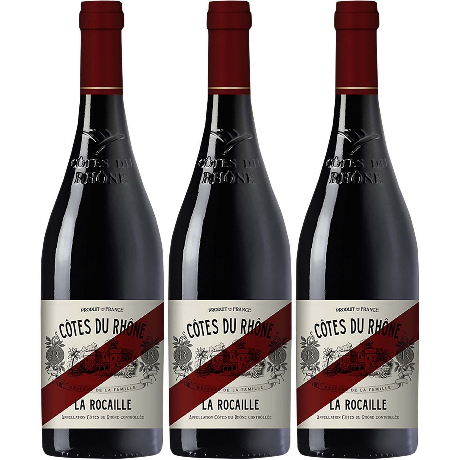 La Rocaille Côtes du Rhône AOC Rotwein veganer Wein trocken Frankreich (3 x 0.75l) - Versanel -