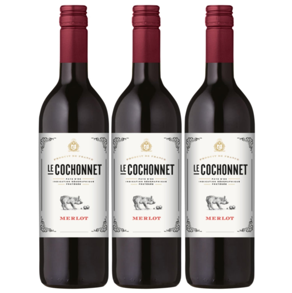 Le Cochonnet Merlot Pays d' Oc Rotwein französischer Wein trocken IGP –  Versanel