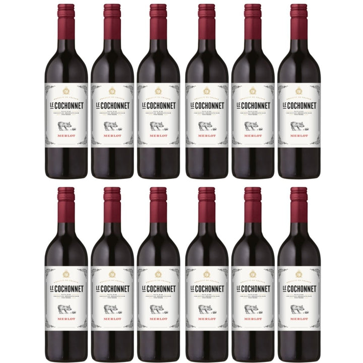 Le Cochonnet Merlot Pays d' Oc Rotwein trocken IGP Frankreich (12 x 1.0l) - Versanel -