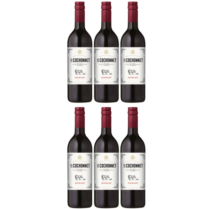Le Cochonnet Merlot Pays d' Oc Rotwein trocken IGP Frankreich (6 x 1.0l) - Versanel -