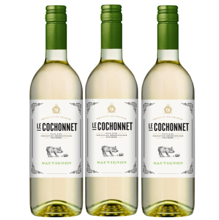 Le Cochonnet Sauvignon Blanc Pays d' Oc Weißwein veganer Wein trocken IGP Frankreich (3 x 0.75l) - Versanel -
