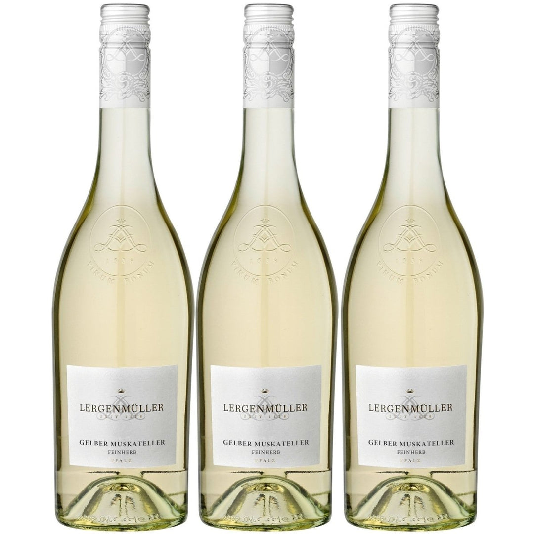 Lergenmüller Gelber Muskateller QbA Weißwein Wein feinherb Pfalz (3 x 0,75l) - Versanel -