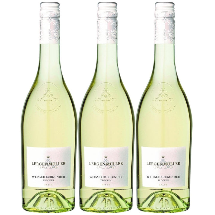 Lergenmüller Weißer Burgunder Weißwein Wein Trocken vegan Pfalz I FeinWert Paket (3 x 0,75l) - Versanel -