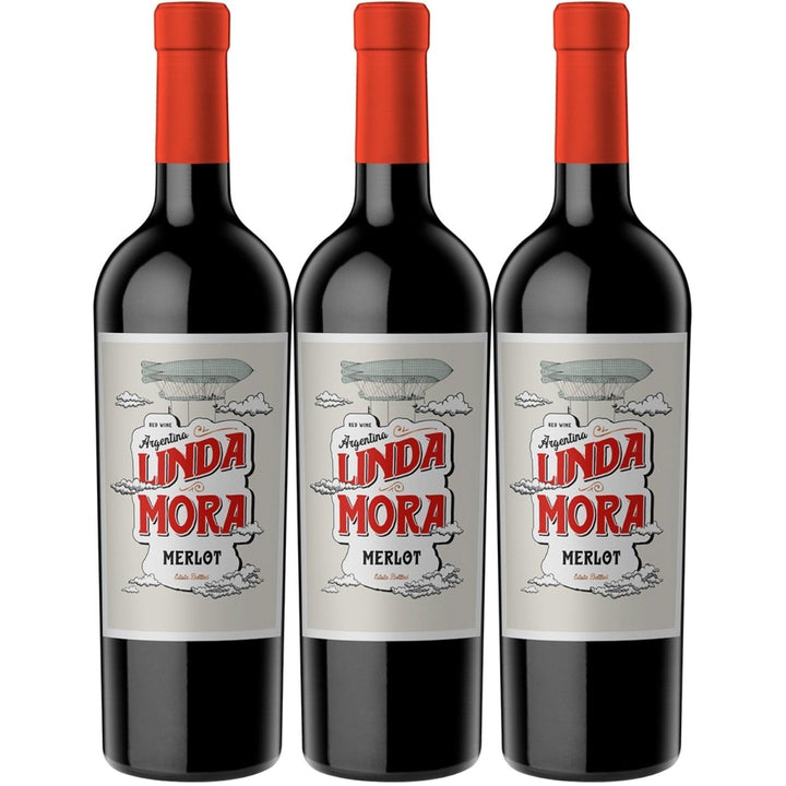 Linda Mora Merlot Rotwein Wein Trocken Argentinen (3 x 0,75l) - Versanel -