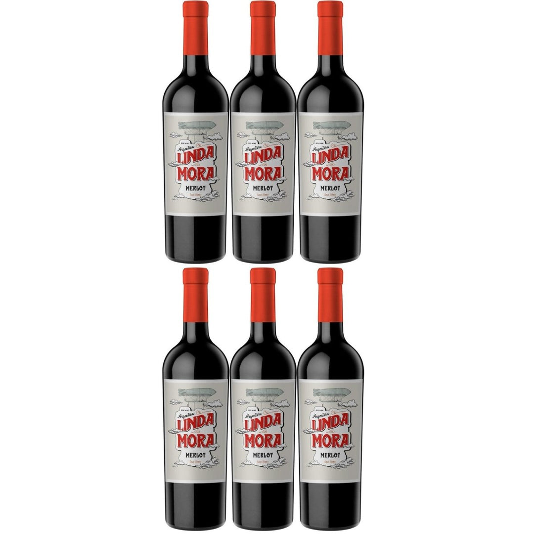 Linda Mora Merlot Rotwein Wein Trocken Argentinen (6 x 0,75l) - Versanel -