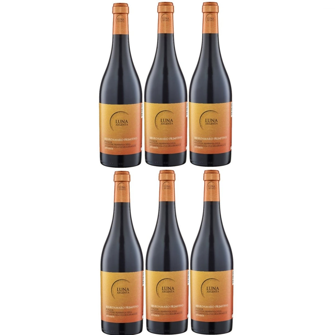 Luna Argenta Negroamaro Primitivo Appassite IGT Rotwein Wein halbtrocken Italien (6 x 0.75l) - Versanel -