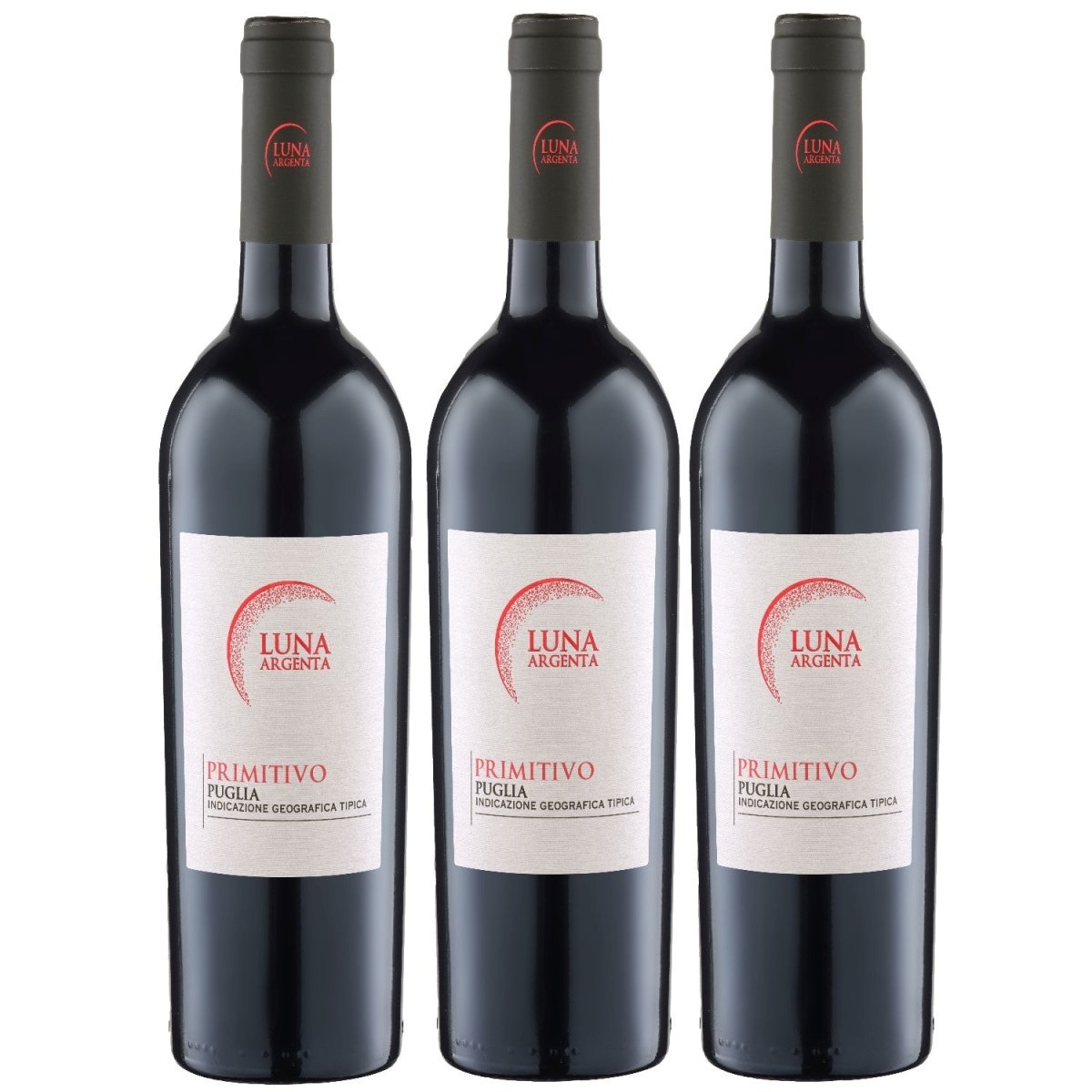 Luna Argenta Primitivo Puglia IGT Rotwein Wein halbtrocken Italien (3 x 0.75l) - Versanel -