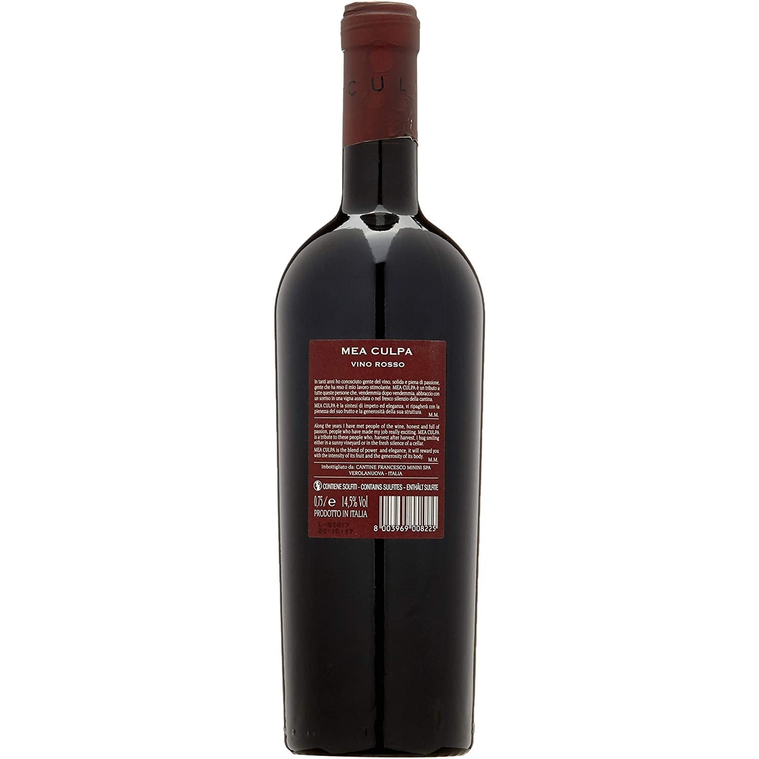 Mea Culpa Vino Rosso Rotwein Wein Halbtrocken DOC Italien (12 x 0.75l) - Versanel -