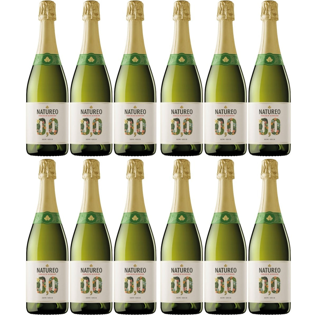 Miguel Torres Natureo Sparkling Weißwein alkoholfrei Wein Schaumwein prickelnd halbtrocken Spanien (12 Flaschen) - Versanel -