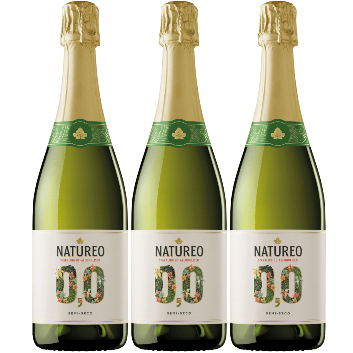 Miguel Torres Natureo Sparkling Weißwein alkoholfrei Wein Schaumwein prickelnd halbtrocken Spanien (3 Flaschen) - Versanel -