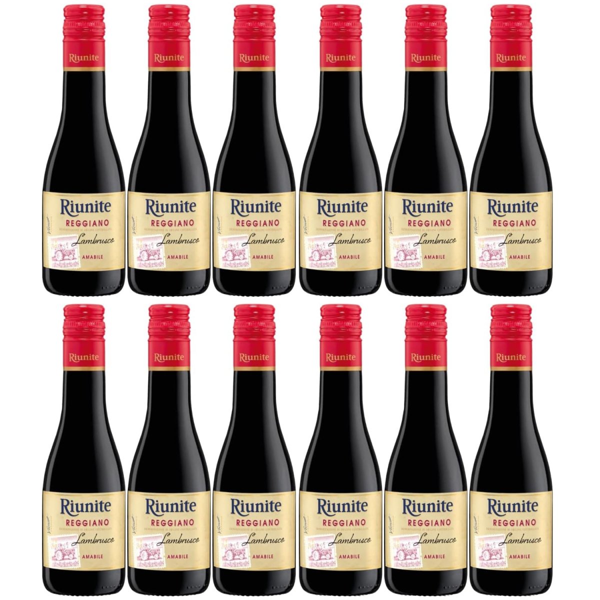 Mini Lambrusco Reggiano DOC amabile Rotwein Wein süß Italien (12 x 0,2l) - Versanel -