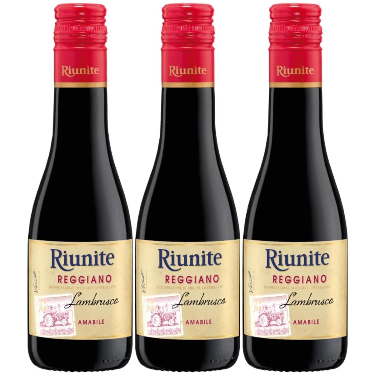 Mini Lambrusco Reggiano DOC amabile Rotwein Wein süß Italien (3 x 0,2l) - Versanel -