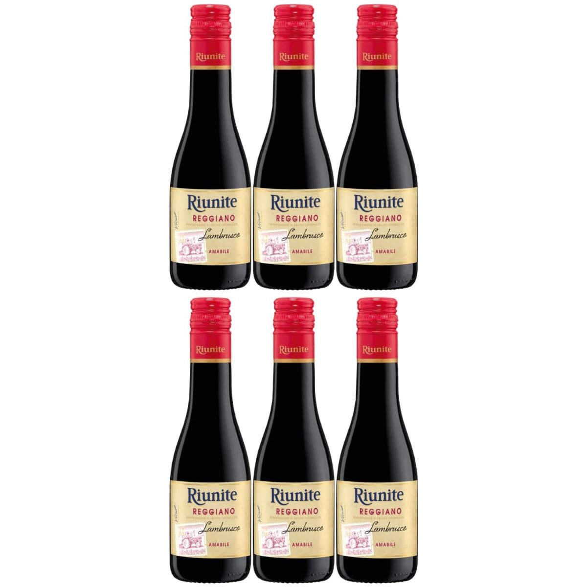 Mini Lambrusco Reggiano DOC amabile Rotwein Wein süß Italien (6 x 0,2l) - Versanel -