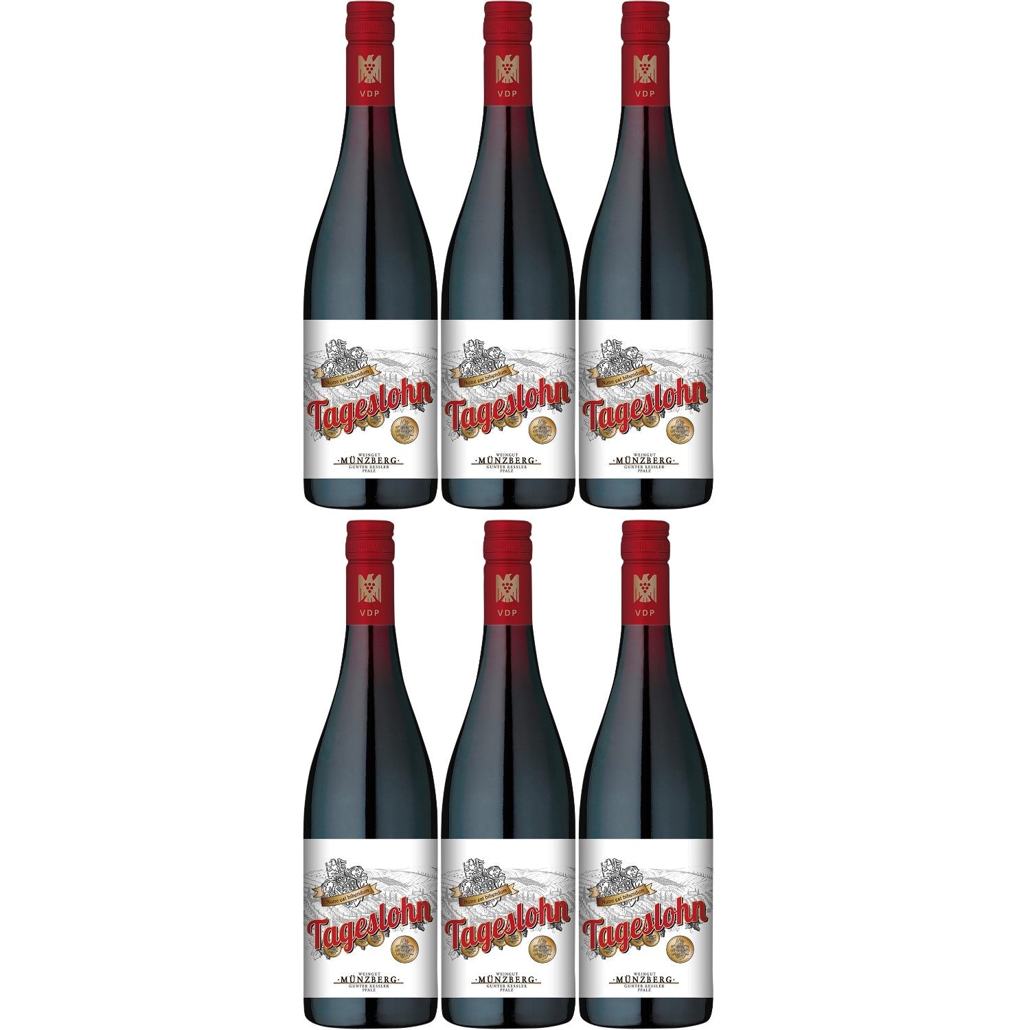 Münzberg Tageslohn Dornfelder Spätburgunder Rotwein Cuvée Wein trocken QbA (6 x 0.75l) - Versanel -