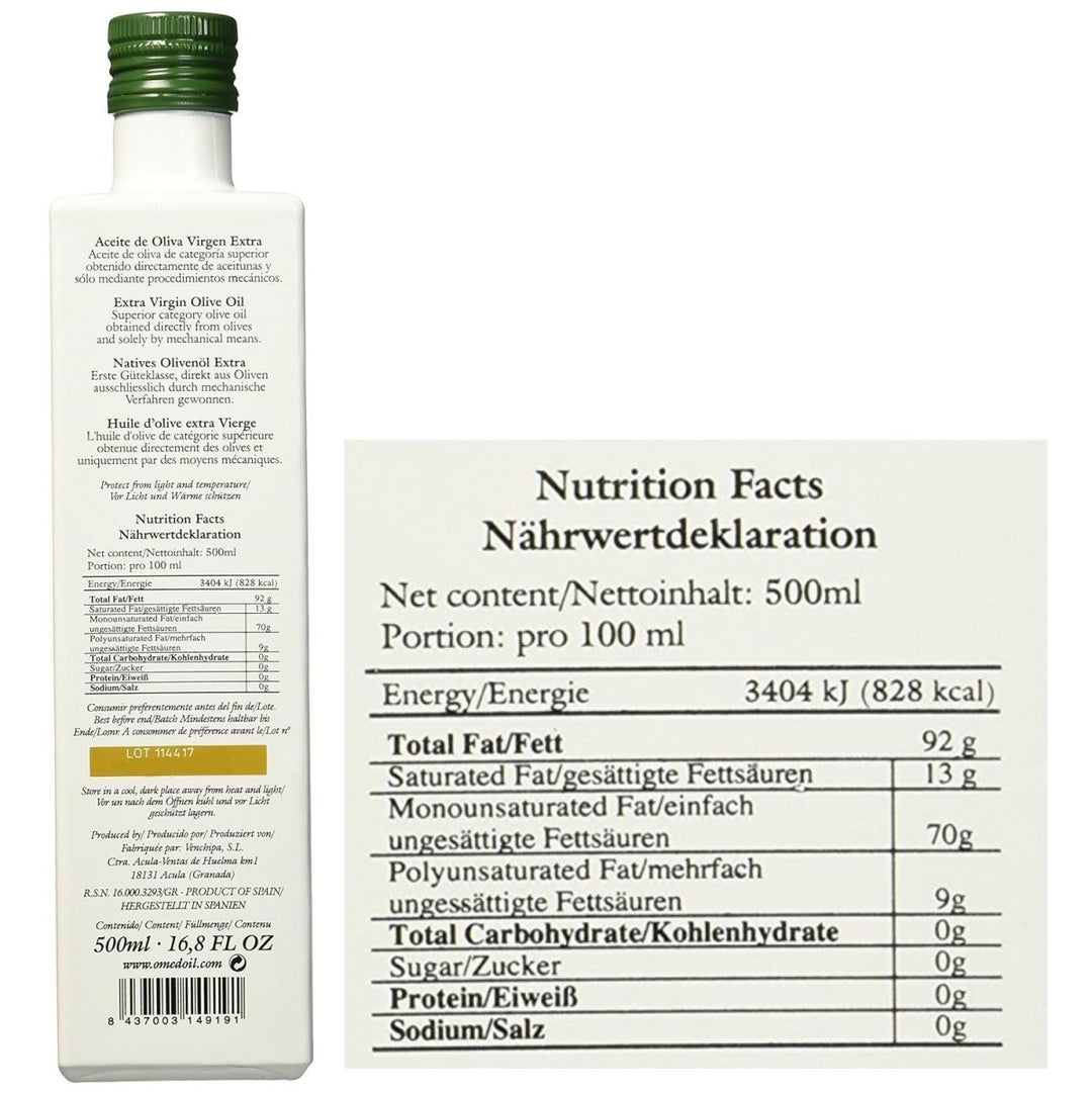 O-Med Arbequina Olivenöl / Extra virgin olive oil Arbequina O-Med (4 x 0,5l) - Versanel -