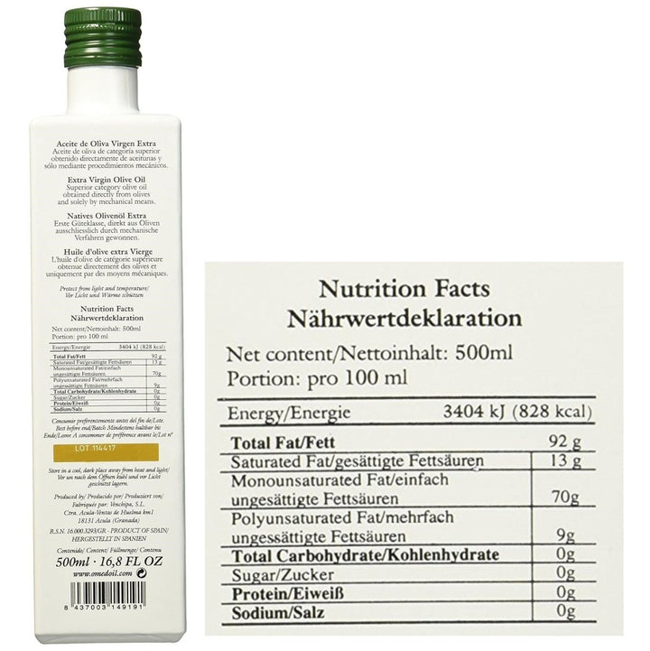 O-Med Arbequina Olivenöl / Extra virgin olive oil Arbequina O-Med (4 x 0,5l) - Versanel -