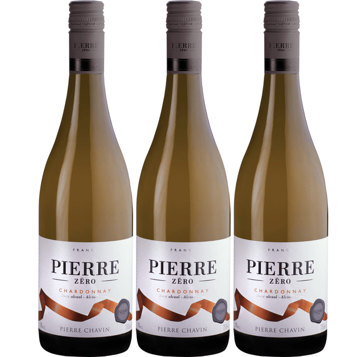 Pierre Chavin Pierre Zéro Chardonnay Weißwein alkoholfrei Wein trocken Frankreich (3 Flaschen) - Versanel -