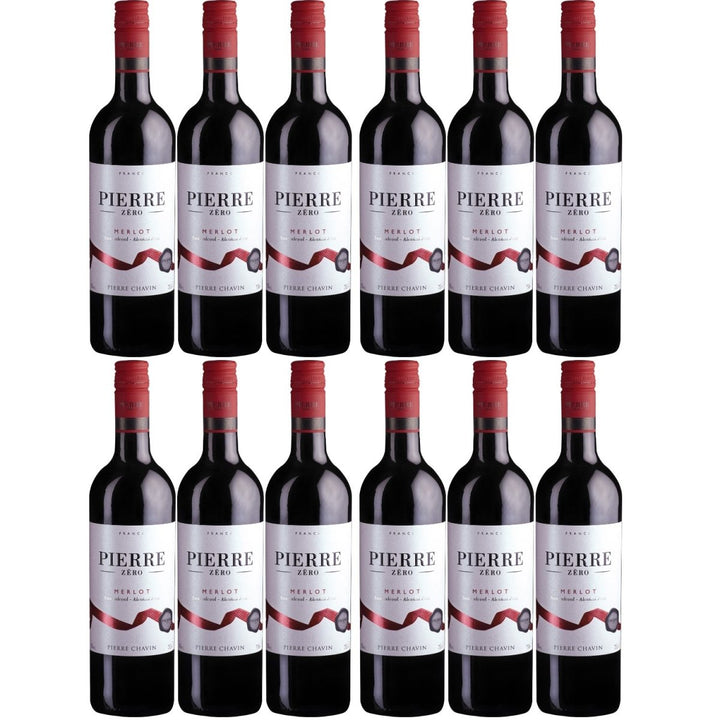 Pierre Chavin Pierre Zéro Merlot Rotwein Wein alkoholfrei trocken Frankreich (12 Flaschen) - Versanel -