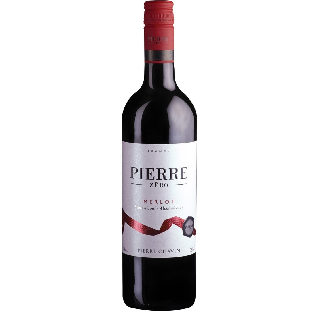 Pierre Chavin Pierre Zéro Merlot Rotwein Wein alkoholfrei trocken Frankreich (12 Flaschen) - Versanel -