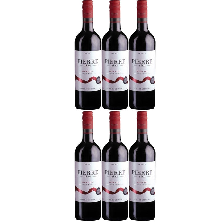 Pierre Chavin Pierre Zéro Merlot Rotwein Wein alkoholfrei trocken Frankreich (6 Flaschen) - Versanel -