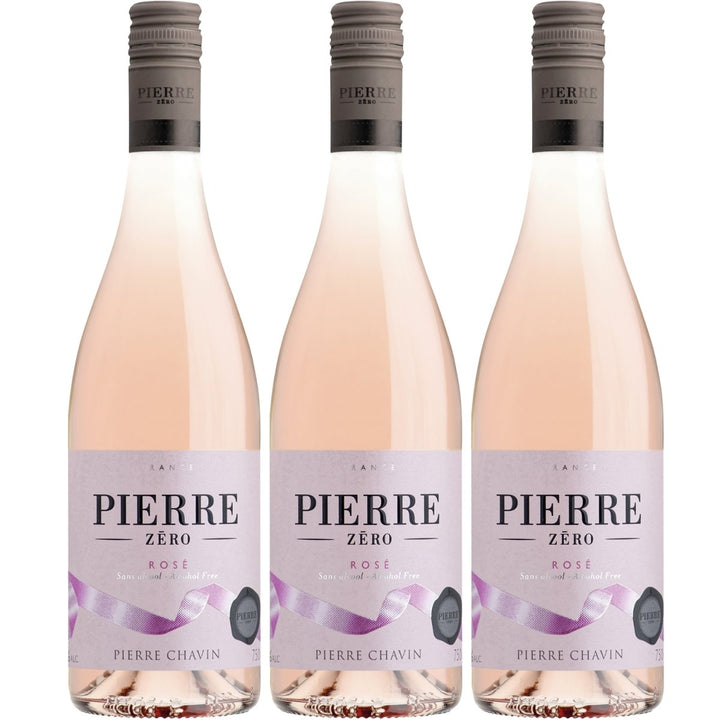 Pierre Chavin Pierre Zéro Rosé Roséwein alkoholfrei Wein trocken Frankreich (3 Flaschen) - Versanel -