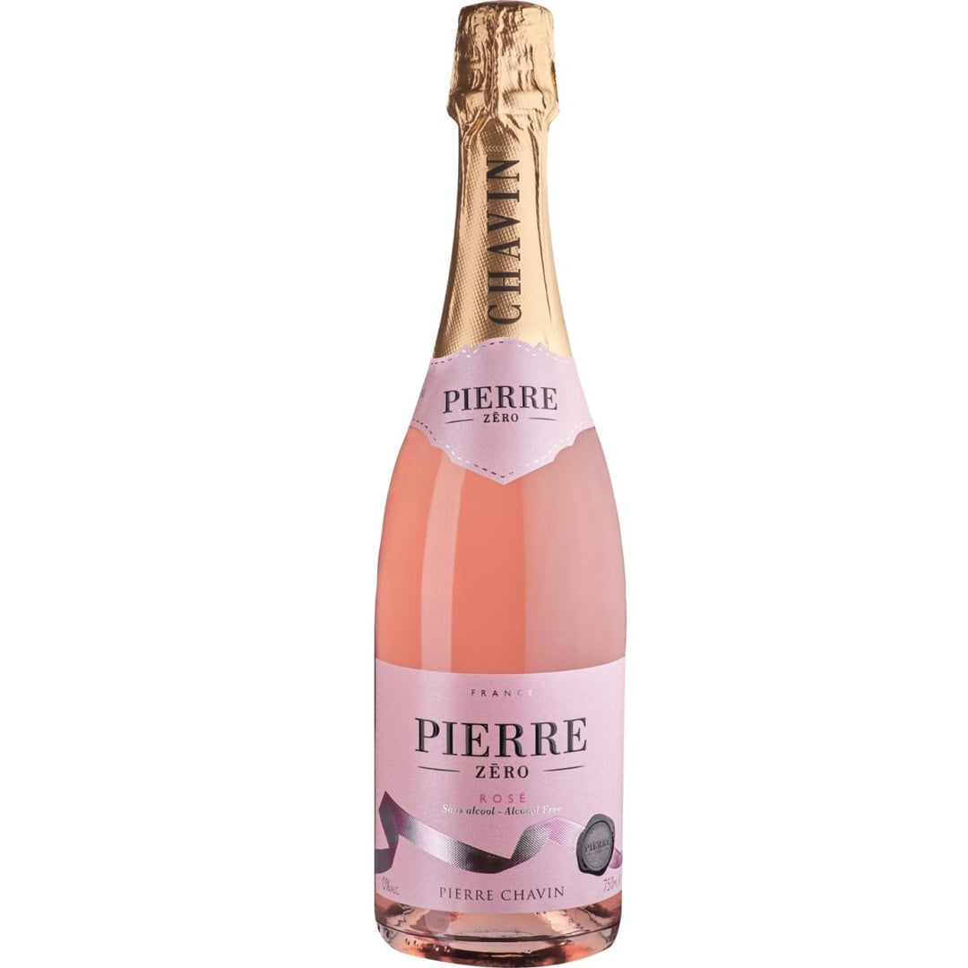 Pierre Chavin Pierre Zéro Sparkling Rosé Roséwein alkoholfrei Wein Schaumwein prickelnd trocken Frankreich (3 Flaschen) - Versanel -