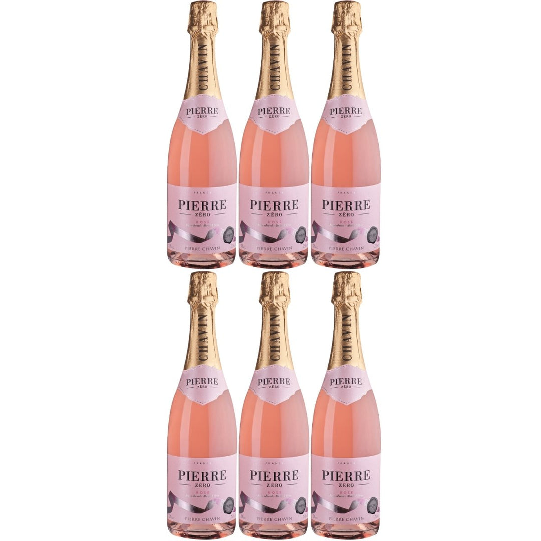 Pierre Chavin Pierre Zéro Sparkling Rosé Roséwein alkoholfrei Wein Schaumwein prickelnd trocken Frankreich (6 x 0,75l) - Versanel -