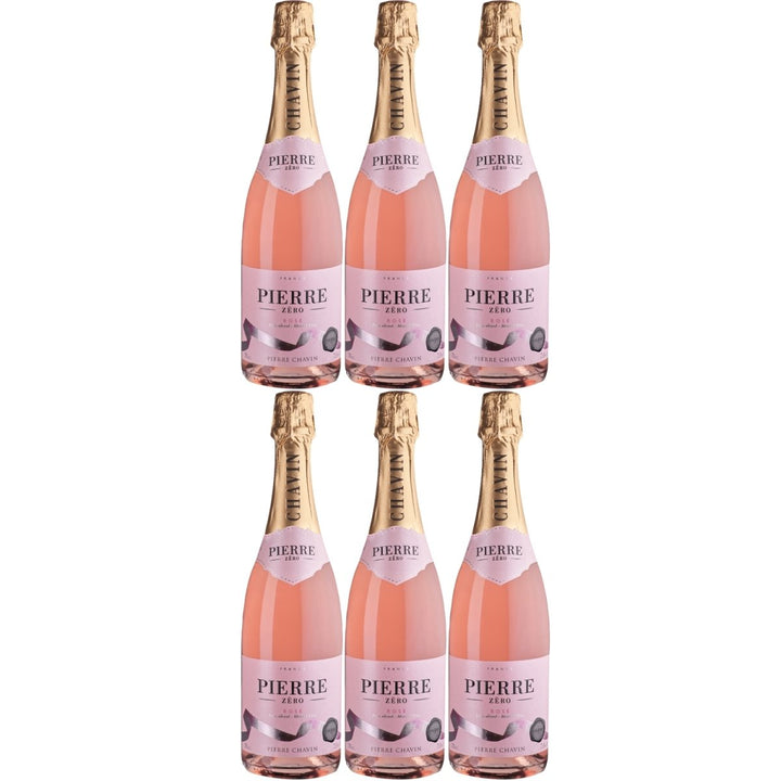 Pierre Chavin Pierre Zéro Sparkling Rosé Roséwein alkoholfrei Wein Schaumwein prickelnd trocken Frankreich (6 x 0,75l) - Versanel -