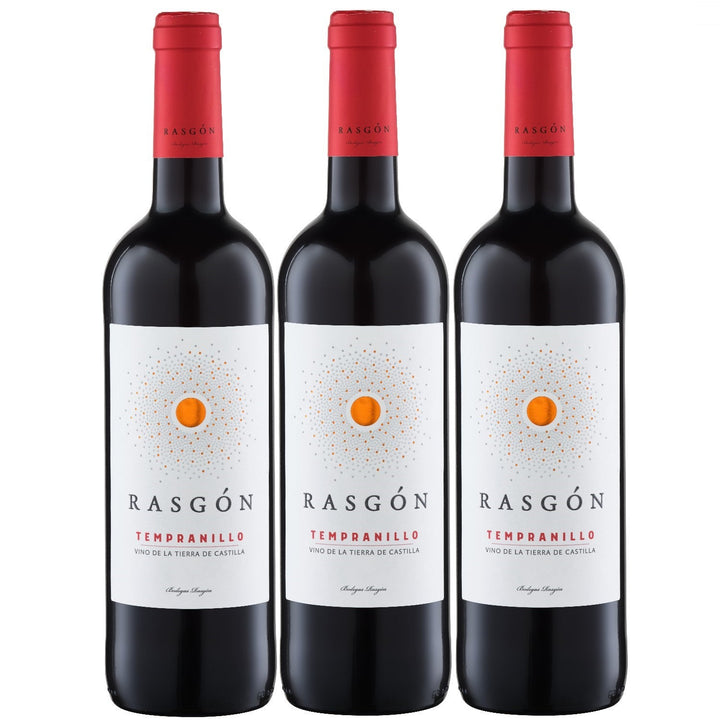 Rasgon Tempranillo Rotwein Wein halbtrocken Spanien (3 x 0.75l) - Versanel -