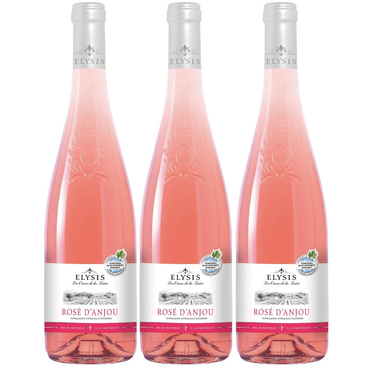 Rose d'Anjou AOC demi-sec Elysis Roséwein Wein halbtrocken Frankreich I Visando Paket (3 x 0,75l) - Versanel -