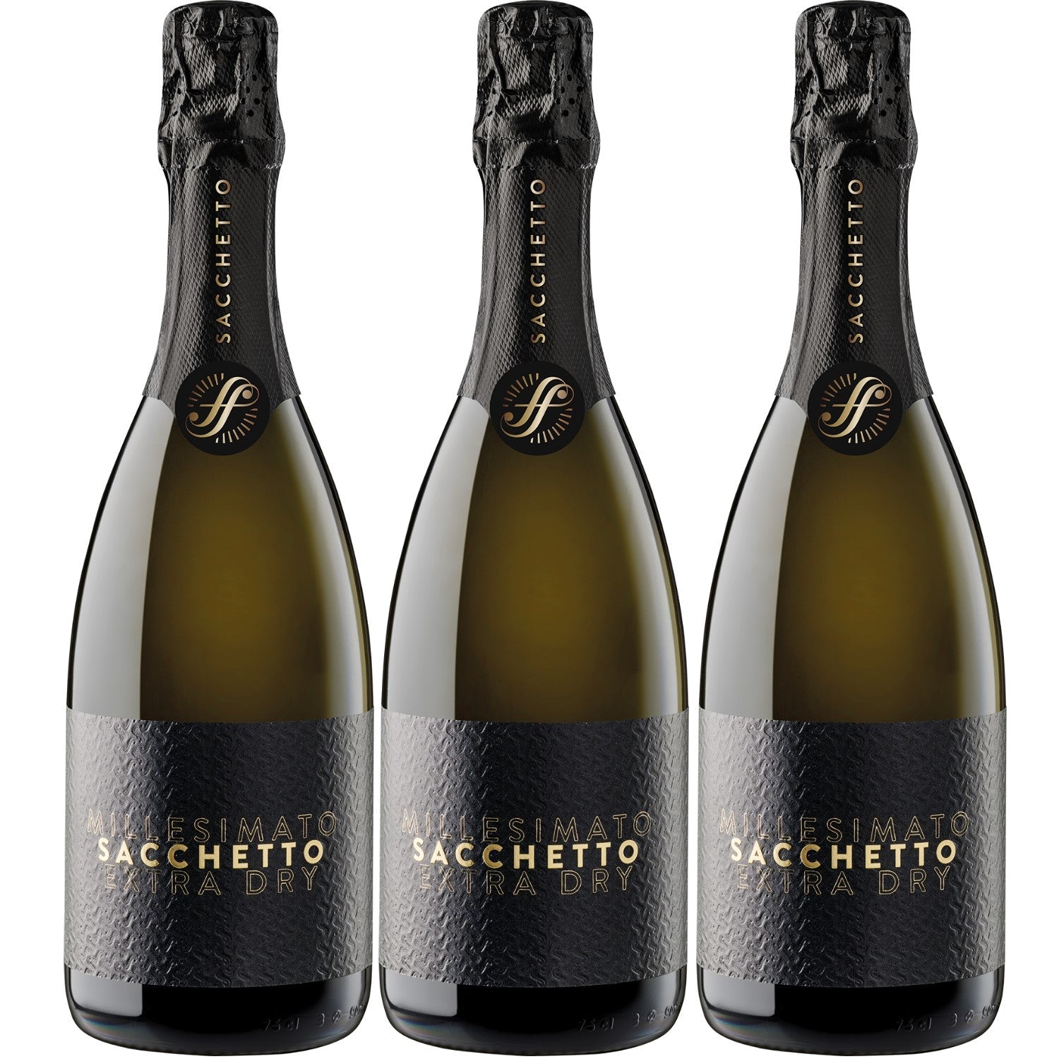 Sacchetto Etichetta Nera Spumante Millessimato Schaumwein Extra Dry Italien (3 x 0,75l) - Versanel -