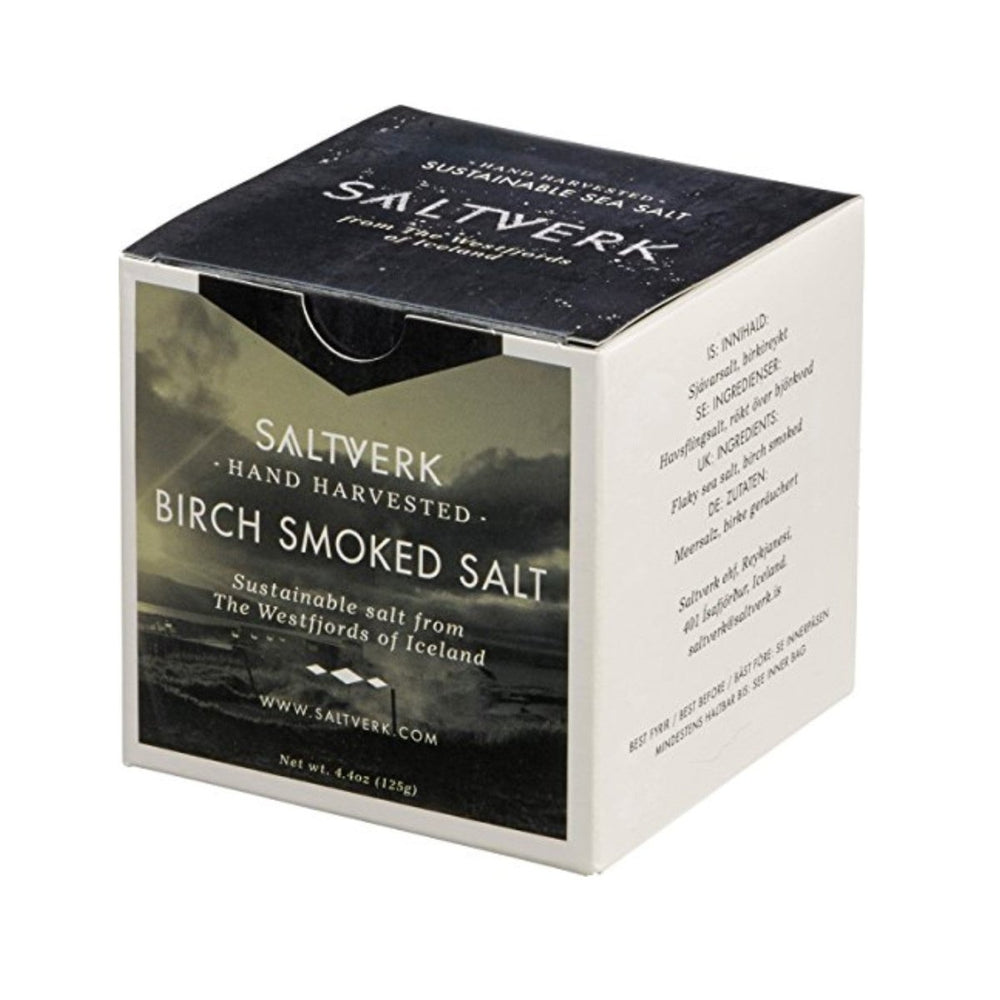 Saltverk Birch Smoked Salt - Meersalzflocken geräuchert mit isländischer Birke (6 x 125 g) - Versanel -