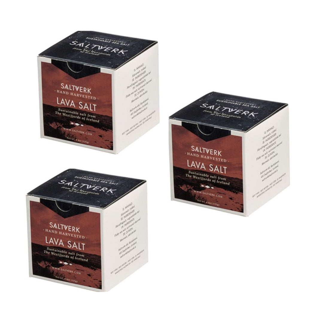 Saltverk Salt - Meersalzflocken mit Aktivkohle gefärbt, schwarzes, isländisches Feinschmecker-Salz (3 x 125 g) - Versanel -