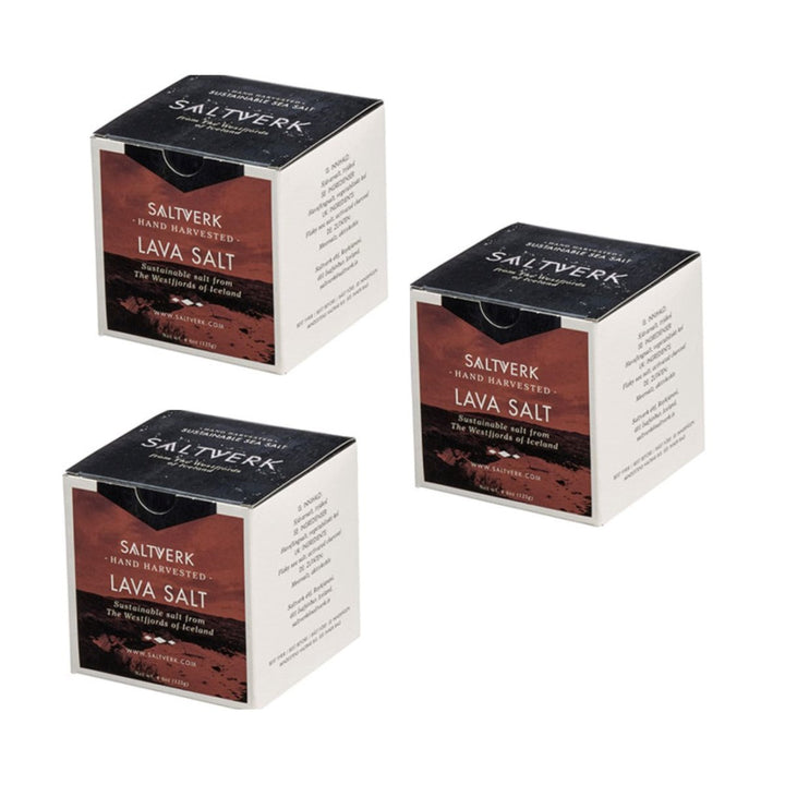 Saltverk Salt - Meersalzflocken mit Aktivkohle gefärbt, schwarzes, isländisches Feinschmecker-Salz (3 x 125 g) - Versanel -