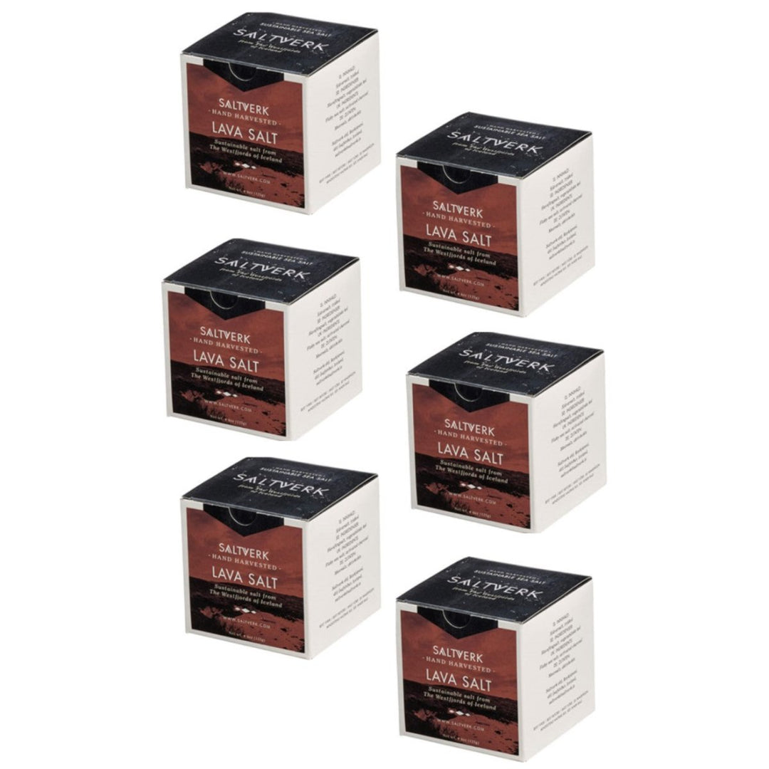 Saltverk Salt - Meersalzflocken mit Aktivkohle gefärbt, schwarzes, isländisches Feinschmecker-Salz (6 x 125 g) - Versanel -