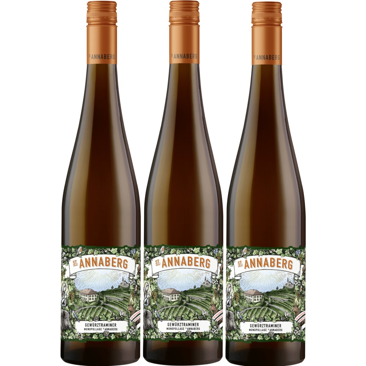 Sankt Annaberg Gewürztraminer Monopollage BIO Weißwein Wein Feinherb Pfalz (3 x 0,75l) - Versanel -