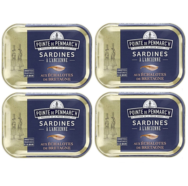 Sardinen in nativem Olivenöl Extra mit kandierter Schalotte aus der Bretagne 115 g von Pointe de Penmarc'h / Frankreich (4 x 115g) - Versanel -