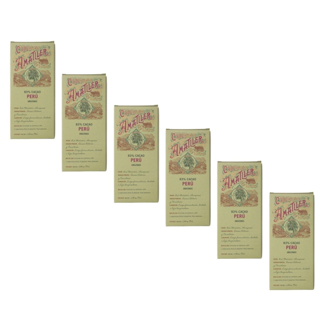 Simòn Coll Schokolade 83% Kakao | Dunkler Schokoriegel | Peru Schokolade Amazonas Herkunft 70 Gramm | Kombination aus Haselnuss mit würzigen Anklängen (6 x 70g) - Versanel -