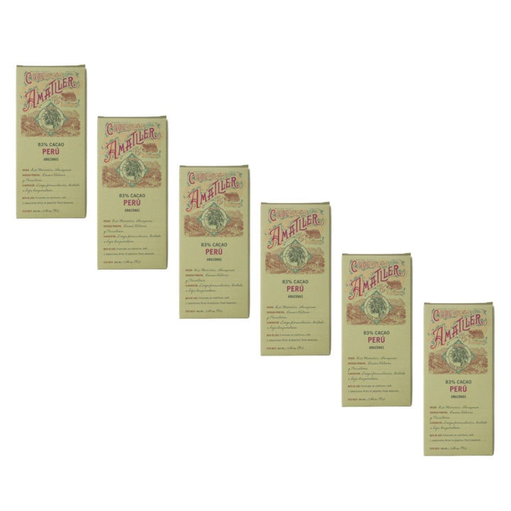 Simòn Coll Schokolade 83% Kakao | Dunkler Schokoriegel | Peru Schokolade Amazonas Herkunft 70 Gramm | Kombination aus Haselnuss mit würzigen Anklängen (6 x 70g) - Versanel -