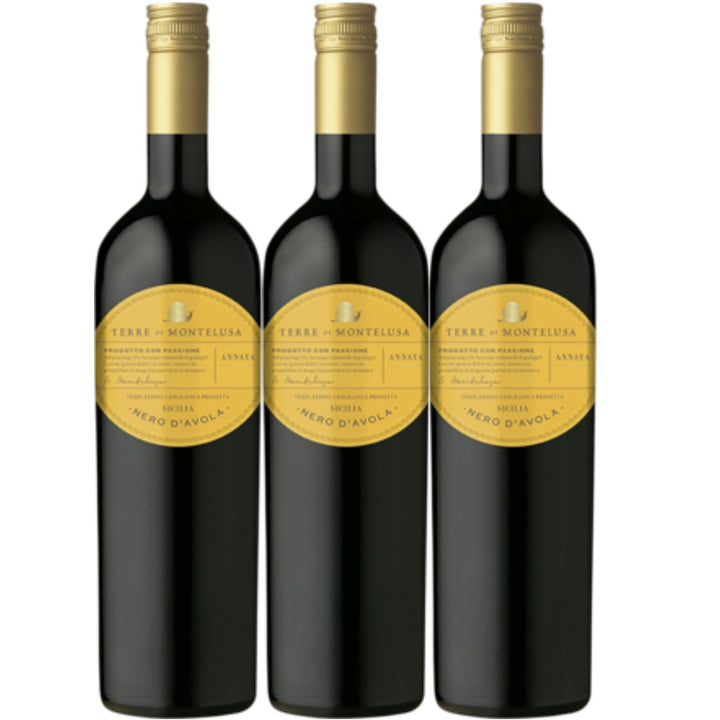 Terre di Montelusa Nero d'Avola Sicilia Rotwein veganer Wein trocken DOC Italien (3 x 0.75l) - Versanel -