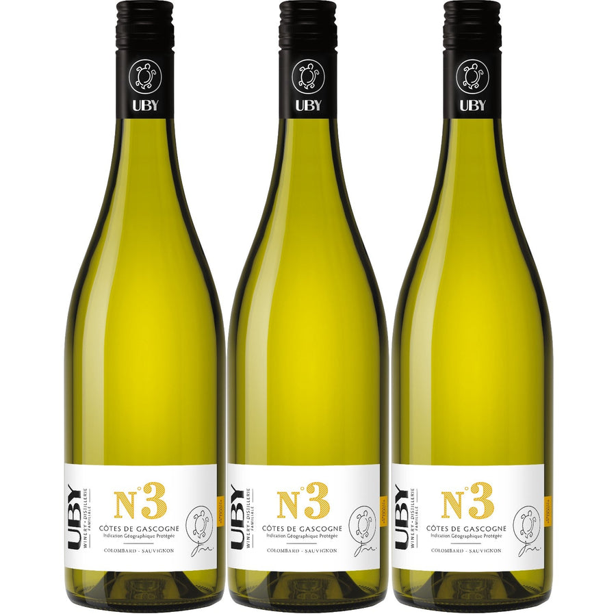 Uby N°3 Colombard Sauvignon Côtes de Gascogne IGP Weißwein Wein trocken Frankreich I Visando Paket (3 x 0,75l) - Versanel -