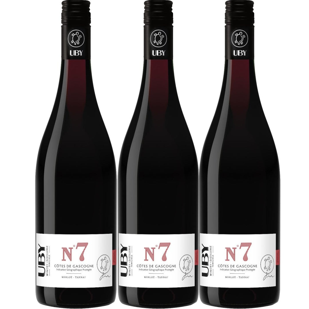 Uby N°7 Merlot-Tannat Côtes de Gascogne IGP Rotwein Wein trocken Frankreich (3 x 0,75l) - Versanel -